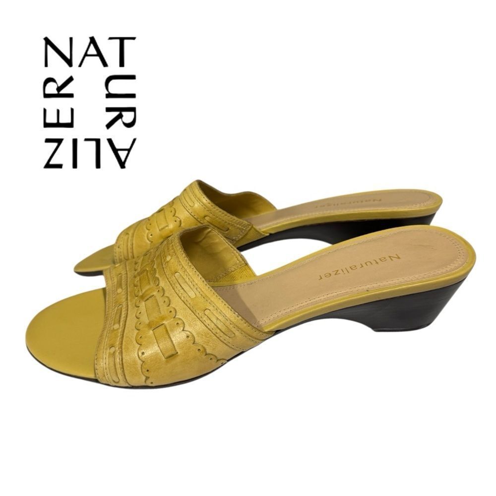 Naturalizer Women's Yellow Leather Slide Summer Sandals 8.5  8.5N